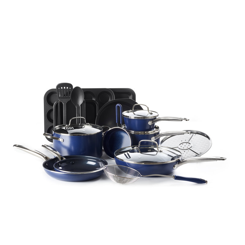 Blue Diamond 20 Piece Ceramic Non Stick Cookware Set & Reviews Wayfair